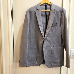 Mens, Zara casual sportcoat, unlined, size 44, runs slim, blue & white in color